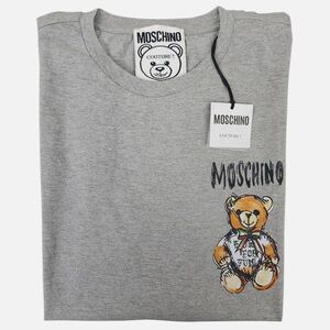BNWT Moschino Couture Light Heather Gray T-Shirt with Bear Graphic Logo